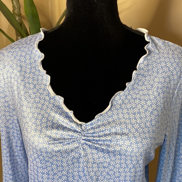 FadedRose Blue/White Striped Collared Top Size Large. SHEIN Blue and White - Picture 7 of 9